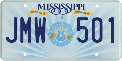 MS license plate JMW501