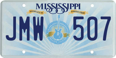 MS license plate JMW507