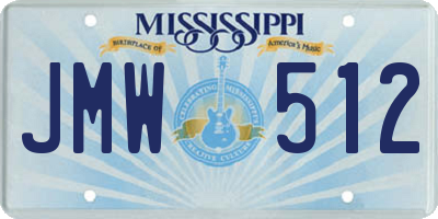 MS license plate JMW512