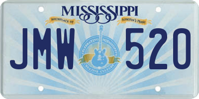 MS license plate JMW520