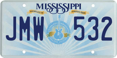 MS license plate JMW532