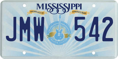 MS license plate JMW542