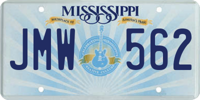 MS license plate JMW562