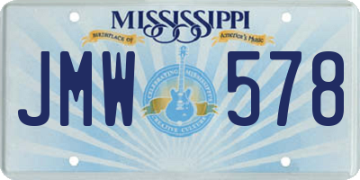 MS license plate JMW578
