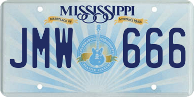 MS license plate JMW666