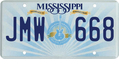 MS license plate JMW668