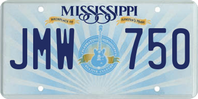 MS license plate JMW750
