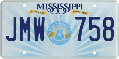 MS license plate JMW758