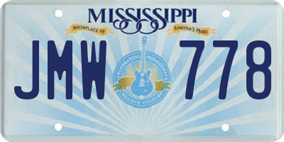 MS license plate JMW778