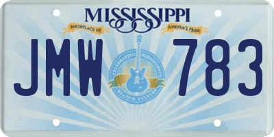 MS license plate JMW783