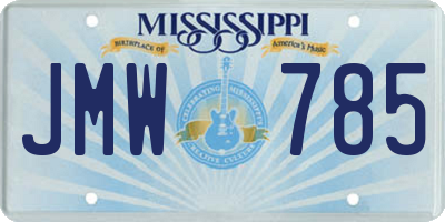 MS license plate JMW785