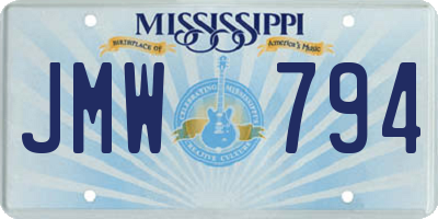 MS license plate JMW794