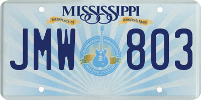 MS license plate JMW803