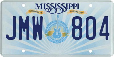 MS license plate JMW804