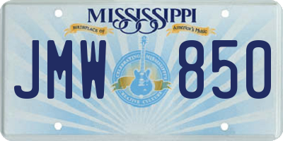 MS license plate JMW850
