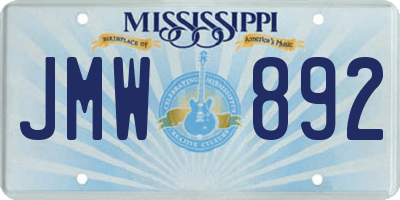 MS license plate JMW892