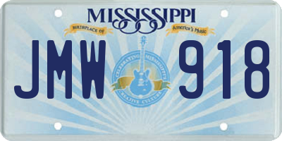 MS license plate JMW918