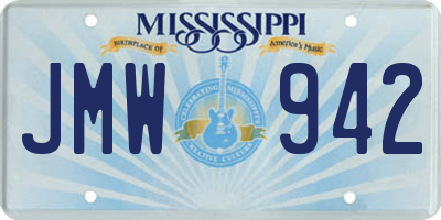 MS license plate JMW942