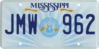 MS license plate JMW962