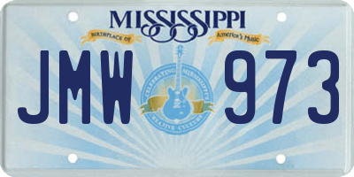 MS license plate JMW973