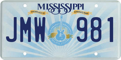 MS license plate JMW981
