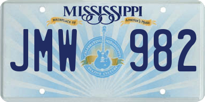 MS license plate JMW982