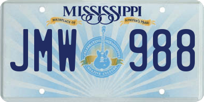 MS license plate JMW988
