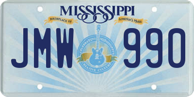 MS license plate JMW990
