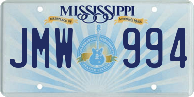 MS license plate JMW994