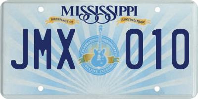 MS license plate JMX010