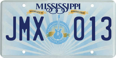 MS license plate JMX013
