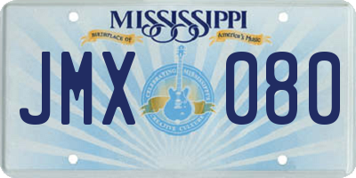 MS license plate JMX080