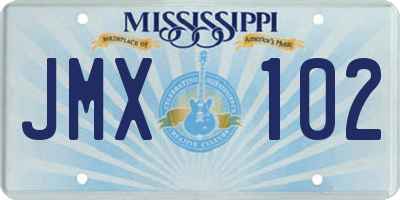 MS license plate JMX102