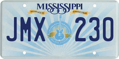 MS license plate JMX230
