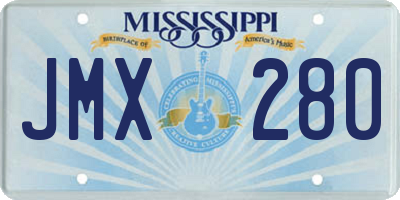 MS license plate JMX280