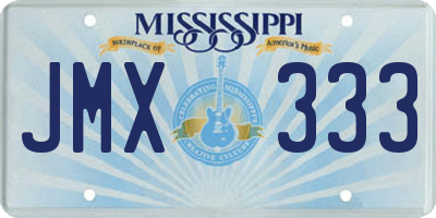 MS license plate JMX333