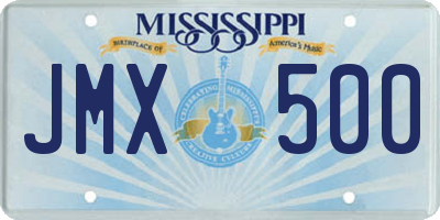 MS license plate JMX500