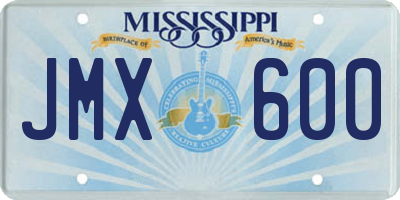 MS license plate JMX600