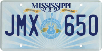 MS license plate JMX650