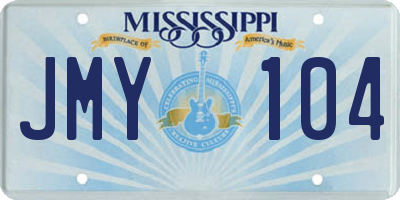 MS license plate JMY104