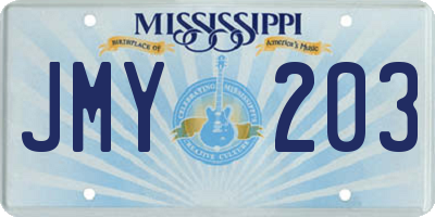 MS license plate JMY203