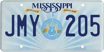 MS license plate JMY205