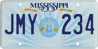 MS license plate JMY234