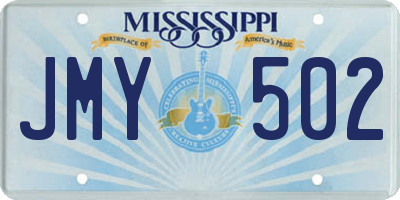 MS license plate JMY502