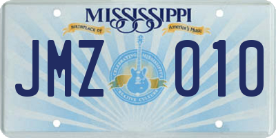 MS license plate JMZ010