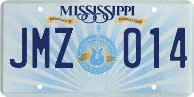 MS license plate JMZ014