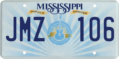MS license plate JMZ106