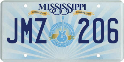 MS license plate JMZ206