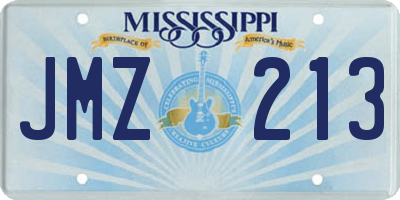 MS license plate JMZ213