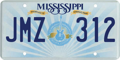 MS license plate JMZ312